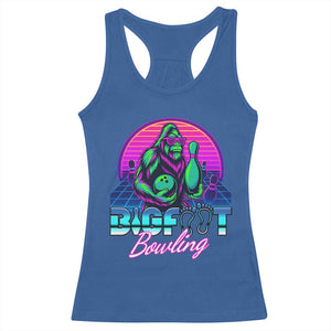 Funny Bigfoot Bowling Vaporwave Gift Racerback Tank Top TS12 Royal Blue Print Your Wear