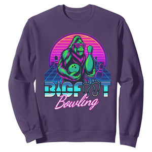 Funny Bigfoot Bowling Vaporwave Gift Sweatshirt TS12 Purple Print Your Wear