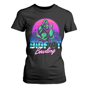 Funny Bigfoot Bowling Vaporwave Gift T Shirt For Women TS12 Black Print Your Wear