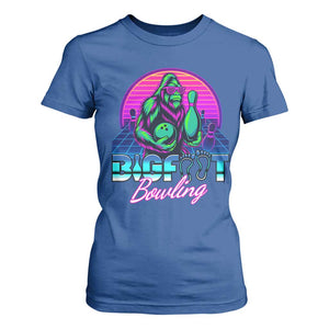 Funny Bigfoot Bowling Vaporwave Gift T Shirt For Women TS12 Royal Blue Print Your Wear
