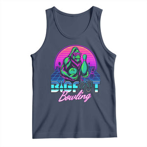 Funny Bigfoot Bowling Vaporwave Gift Tank Top TS12 Navy Print Your Wear