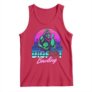 Funny Bigfoot Bowling Vaporwave Gift Tank Top TS12 Red Print Your Wear
