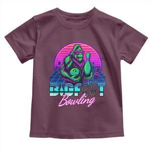 Funny Bigfoot Bowling Vaporwave Gift Toddler T Shirt TS12 Maroon Print Your Wear