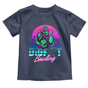Funny Bigfoot Bowling Vaporwave Gift Toddler T Shirt TS12 Navy Print Your Wear