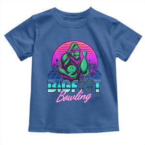 Funny Bigfoot Bowling Vaporwave Gift Toddler T Shirt TS12 Royal Blue Print Your Wear