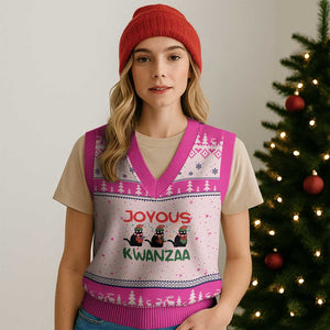 Joyous Kwanzaa V-Neck Knit Sweater Vest Funny Cats With Kinara And Presents Cultural Pride Gift TS12 Hot Pink Print Your Wear