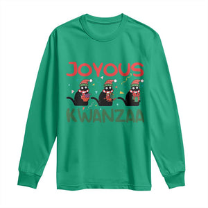Joyous Kwanzaa Long Sleeve Shirt Funny Cats With Kinara And Presents Cultural Pride Gift TS12 Irish Green Print Your Wear