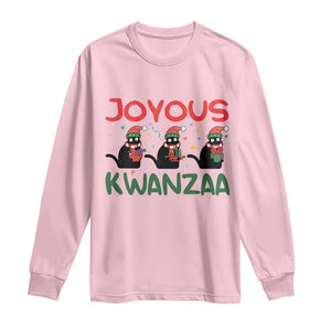 Joyous Kwanzaa Long Sleeve Shirt Funny Cats With Kinara And Presents Cultural Pride Gift TS12 Light Pink Print Your Wear