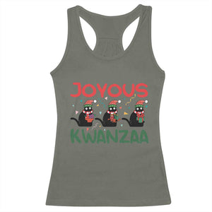 Joyous Kwanzaa Racerback Tank Top Funny Cats With Kinara And Presents Cultural Pride Gift TS12 Military Green Print Your Wear