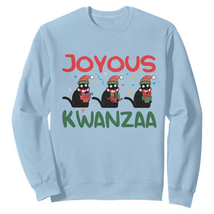 Joyous Kwanzaa Sweatshirt Funny Cats With Kinara And Presents Cultural Pride Gift TS12 Light Blue Print Your Wear