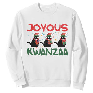 Joyous Kwanzaa Sweatshirt Funny Cats With Kinara And Presents Cultural Pride Gift TS12 White Print Your Wear