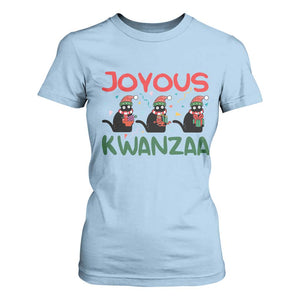 Joyous Kwanzaa T Shirt For Women Funny Cats With Kinara And Presents Cultural Pride Gift TS12 Light Blue Print Your Wear