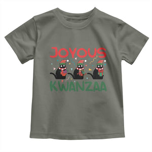 Joyous Kwanzaa Toddler T Shirt Funny Cats With Kinara And Presents Cultural Pride Gift TS12 Military Green Print Your Wear