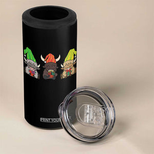 Funny Highland Cow With Kinara And Presents Cultural Pride Gift 4 in 1 Can Cooler Tumbler TS12 Print Your Wear