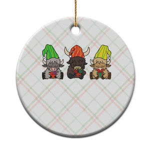 Funny Highland Cow With Kinara And Presents Cultural Pride Gift Ceramic Ornament TS12 1pc Christmas Plaid Print Your Wear