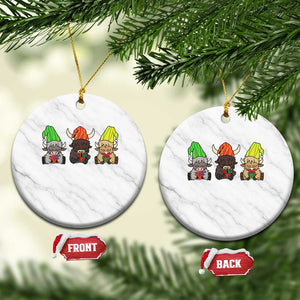 Funny Highland Cow With Kinara And Presents Cultural Pride Gift Ceramic Ornament TS12 1pc White Marble Print Your Wear