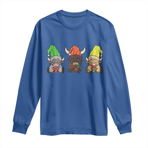 Funny Highland Cow With Kinara And Presents Cultural Pride Gift Long Sleeve Shirt TS12 Royal Blue Print Your Wear
