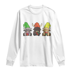 Funny Highland Cow With Kinara And Presents Cultural Pride Gift Long Sleeve Shirt TS12 White Print Your Wear