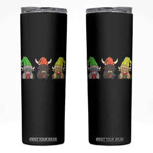 Funny Highland Cow With Kinara And Presents Cultural Pride Gift Skinny Tumbler TS12 Black Print Your Wear