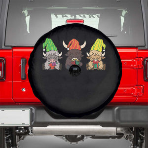 Funny Highland Cow With Kinara And Presents Cultural Pride Gift Spare Tire Cover - Print Your Wear