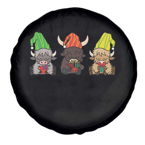 Funny Highland Cow With Kinara And Presents Cultural Pride Gift Spare Tire Cover - Print Your Wear