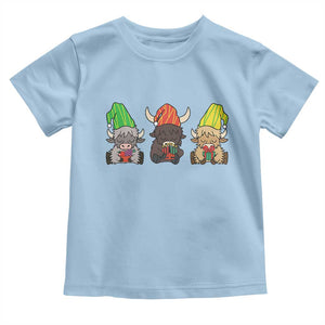 Funny Highland Cow With Kinara And Presents Cultural Pride Gift Toddler T Shirt TS12 Light Blue Print Your Wear