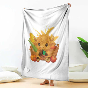Cute Highland Cow With Kwanzaa Kinara And Presents Throw Blanket African Heritage Gift TS12 Print Your Wear