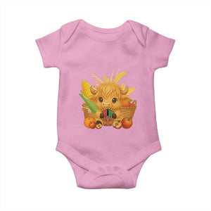 Cute Highland Cow With Kwanzaa Kinara And Presents Baby Onesie African Heritage Gift TS12 Light Pink Print Your Wear