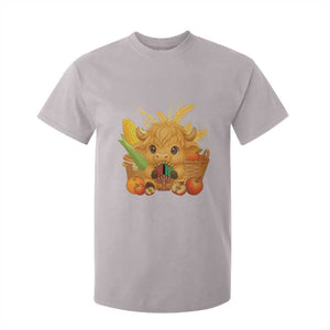 Cute Highland Cow With Kwanzaa Kinara And Presents T Shirt For Kid African Heritage Gift TS12 Ice Gray Print Your Wear
