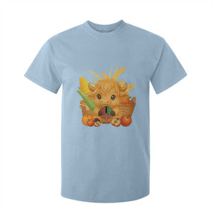 Cute Highland Cow With Kwanzaa Kinara And Presents T Shirt For Kid African Heritage Gift TS12 Light Blue Print Your Wear