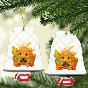 Cute Highland Cow With Kwanzaa Kinara And Presents Ceramic Ornament African Heritage Gift TS12 Print Your Wear