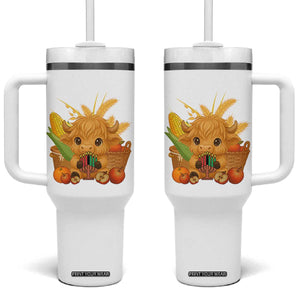 Cute Highland Cow With Kwanzaa Kinara And Presents Tumbler With Handle African Heritage Gift TS12 One Size: 40 oz White Print Your Wear