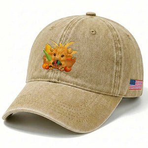 Cute Highland Cow With Kwanzaa Kinara And Presents Washed Cotton Baseball Cap African Heritage Gift TS12 Print Your Wear