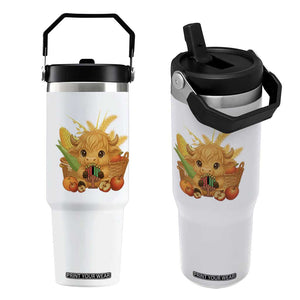 Cute Highland Cow With Kwanzaa Kinara And Presents Flip Straw Tumbler African Heritage Gift TS12 One Size: 30 oz White Print Your Wear