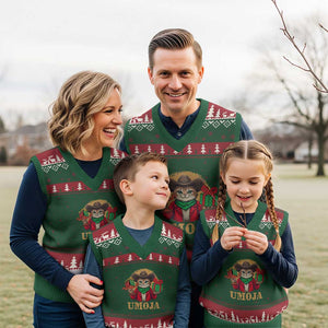 Funny Umoja Holiday Gift V-Neck Knit Sweater Vest CowCat Kwanzaa Kinara Candle And Presents TS12 Red Green Print Your Wear