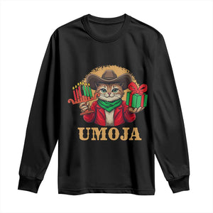Funny Umoja Holiday Gift Long Sleeve Shirt CowCat Kwanzaa Kinara Candle And Presents TS12 Black Print Your Wear