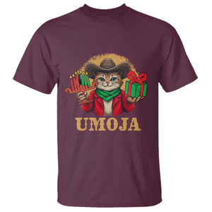 Funny Umoja Holiday Gift T Shirt CowCat Kwanzaa Kinara Candle And Presents TS12 Maroon Print Your Wear