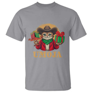 Funny Umoja Holiday Gift T Shirt CowCat Kwanzaa Kinara Candle And Presents TS12 Sport Gray Print Your Wear
