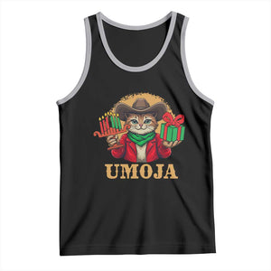 Funny Umoja Holiday Gift Tank Top CowCat Kwanzaa Kinara Candle And Presents TS12 Black Athletic Heather Print Your Wear