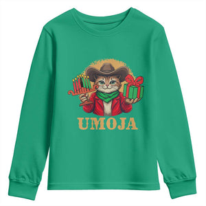 Funny Umoja Holiday Gift Youth Sweatshirt CowCat Kwanzaa Kinara Candle And Presents TS12 Irish Green Print Your Wear
