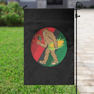 African American Holiday Gift Garden Flag Retro Sunset Bigfoot With Kwanzaa Candle - Print Your Wear
