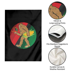 African American Holiday Gift Garden Flag Retro Sunset Bigfoot With Kwanzaa Candle - Print Your Wear