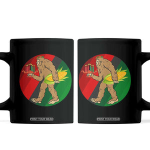 African American Holiday Gift Coffee Mug Retro Sunset Bigfoot With Kwanzaa Candle TS12 Black Print Your Wear