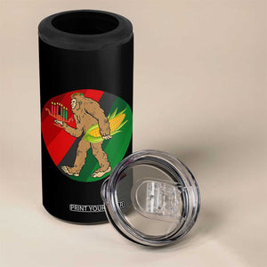 African American Holiday Gift 4 in 1 Can Cooler Tumbler Retro Sunset Bigfoot With Kwanzaa Candle - Print Your Wear