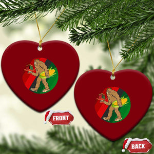 African American Holiday Gift Ceramic Ornament Retro Sunset Bigfoot With Kwanzaa Candle TS12 Print Your Wear
