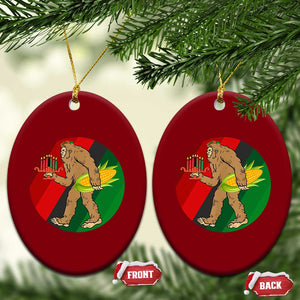 African American Holiday Gift Ceramic Ornament Retro Sunset Bigfoot With Kwanzaa Candle TS12 Print Your Wear