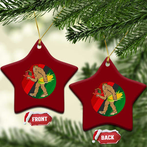 African American Holiday Gift Ceramic Ornament Retro Sunset Bigfoot With Kwanzaa Candle TS12 Print Your Wear