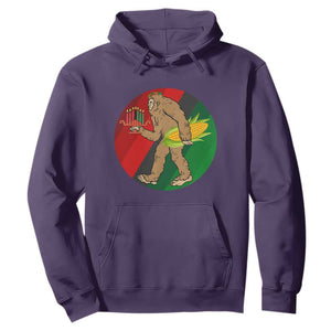 African American Holiday Gift Hoodie Retro Sunset Bigfoot With Kwanzaa Candle - Print Your Wear