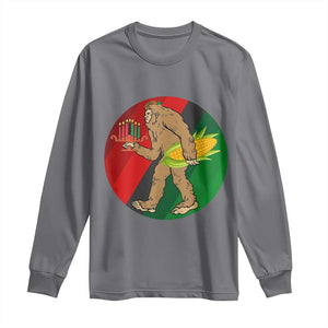 African American Holiday Gift Long Sleeve Shirt Retro Sunset Bigfoot With Kwanzaa Candle TS12 Charcoal Print Your Wear