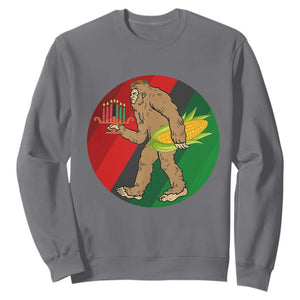 African American Holiday Gift Sweatshirt Retro Sunset Bigfoot With Kwanzaa Candle - Print Your Wear